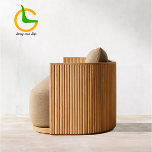 लक्जरी एल आकार की लकड़ी सोफे सेट वाटरप्रूफ टेक बाहरी फर्नीचर टिकाऊ लिविंग रूम उपयुक्त बगीचे या आउटडोर फर्नीचर - Product Image 5