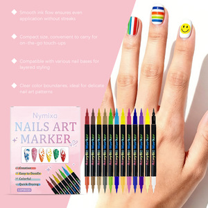 Ensemble de 12 stylos à ongles en plastique de différentes couleurs, marqueurs pour ongles en gel, outils de dessin et de peinture pour nail art DIY - Product Image 3