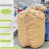 Sac tubulaire géant 1500 kg laminé avec doublure intérieure en PE, résistant à l'humidité, sac vrac FIBC pour carbonate de calcium de qualité alimentaire, pour usine d'aliments pour animaux