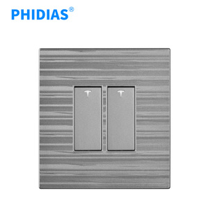 BS tiêu chuẩn PC Chất liệu 2 Gang <span class=keywords><strong>push</strong></span> <span class=keywords><strong>button</strong></span> sắt tấm điều khiển ánh sáng Brass tường chuyển đổi với <span class=keywords><strong>Neon</strong></span> - Product Image 2