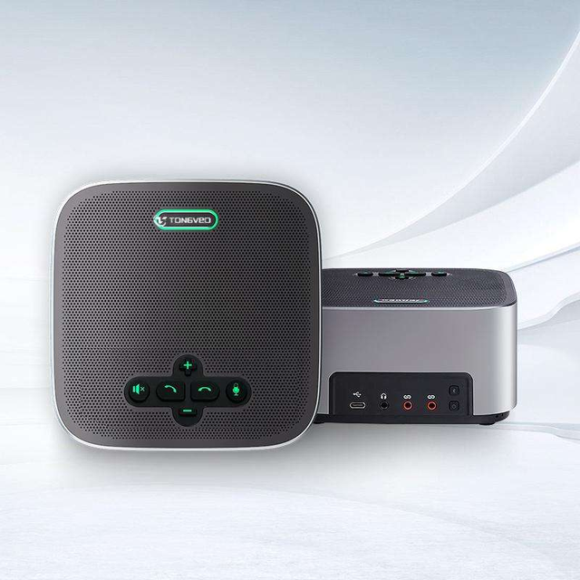 TONGVEO Conference Microphone Speakerphone USB/BT5.0/Wireless/AUX Build-in 5W Speaker 8000mAh 8 Arrays Speakerphone
