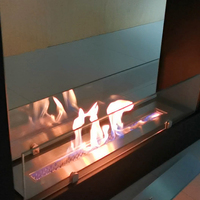Cheminée intérieure à l'éthanol Foyer chauffant à panneau ultra fin en acier inoxydable 304 Foyer à insertion manuelle à alcool combustible
