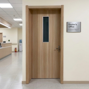 Portes de clinique en bois pré-assemblées HPS HPL, design moderne, norme CE, avec vitre, pour cliniques et hôpitaux - Product Image 3