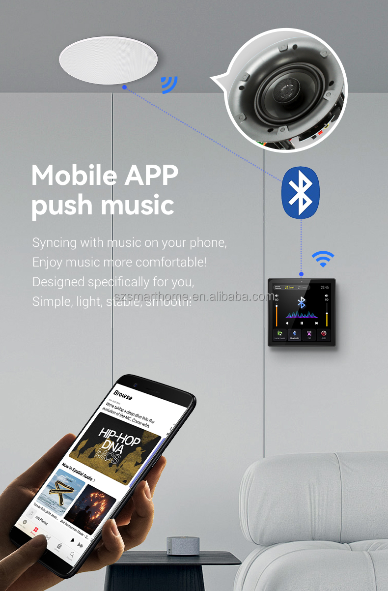 4.0-4.9" Touch Screen 2 Zones Smart Music Host Universal Background Music System IPS Display Background Music Stereo Player · image 3
