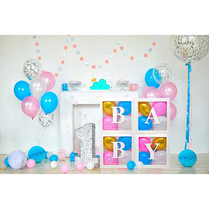 Set di Palloncini in Foil Blu e Rosa con Scatole Trasparenti Nicro, per Baby Shower, Compleanno, San Valentino, Ecologici - Product Image 6