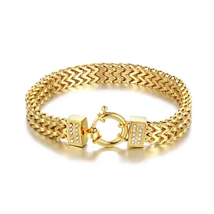 fashion men bracelet stainless steel braid link chain gold chunky chain bracelet