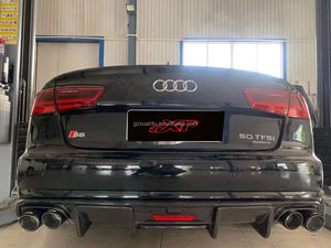 Aileron arrière en fibre de carbone de style KB avec lumière LED pour <span class=keywords><strong>Audi</strong></span> <span class=keywords><strong>A6</strong></span> C7.5, diffuseur de pare-chocs arrière, kit carrosserie 2016-18 - Product Image 4