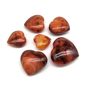 Wholesale Crystal Hand Made red agate hearts heading carnelian MiNi heart for fengshui decoration and gifts