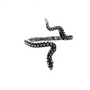 Anillo de Serpiente para Hombre y Mujer, Ajustable, con Piedra Lunar, de Plata, Joyería de Dedo con Diseño de Serpiente - Product Image 6