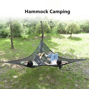 <span class=keywords><strong>Hamac</strong></span> de Camping <span class=keywords><strong>triangulaire</strong></span> d'extérieur, lit-balançoire multi-personnes, confortable, ultraléger, filet noir, avec pliable - Product Image 1