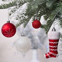 EAGLEGIFTS Boules de Noël Incassables Rouges et Blanches Claires, 30-170mm, 70 Pièces, Ornements en Plastique pour Sapin d'Intérieur