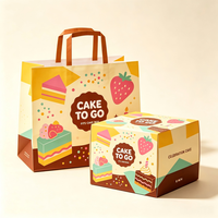 Sacs à gâteaux à emporter en carton à fond carré grand format avec logo personnalisé, matériaux recyclés, design fleurs et pâtisserie, base extra large en coton