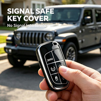 Housse de clé KUNASI pour Jeep, étui de protection souple pour clé compatible avec la clé intelligente Jeep 3 4 5 boutons