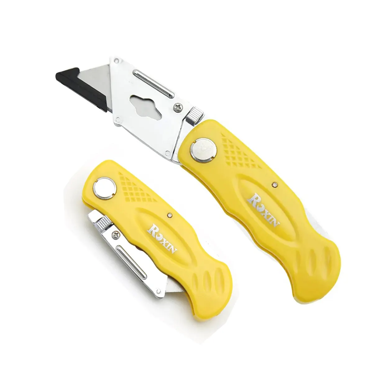 RX50843 Wholesale steel blade plastic handle foldable utitlity knife lightweight pocket folding blade knife cutter