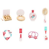 2024 nuevo diseño rosa conjunto de juguetes de tocador de maquillaje de madera para niñas