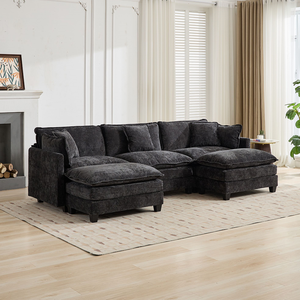 Ensemble de canapé carré trois places Cloud (ottoman non inclus) – Canapé sectionnel moderne pour salon, chambre, appartement, hôtel et villa - Product Image 4