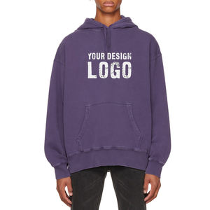 Ventes chaudes de sweats à capuche pour hommes en coton avec broderie lourde, impression de logo, sweats à capuche vierges en gros, sweats à capuche surdimensionnés à épaules tombantes personnalisés pour hommes - Product Image 2