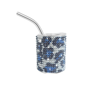 3oz 90ml Rhinestone Shot Glass Stainless Steel Mini Tumbler With <b>Metal</b> <b>Straw</b> Double Wall Vacuum Insulated 304 Wine Cup - Product Image 6