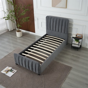Ensemble de meubles de chambre à coucher contemporain et moderne, <span class=keywords><strong>lit</strong></span> simple <span class=keywords><strong>en</strong></span> tissu gris capitonné, style doux, <span class=keywords><strong>lit</strong></span> elliptique - Product Image 5