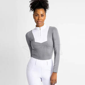 2024 femmes de haute qualité demi fermeture éclair hauts couches de base pour les courses de chevaux vêtements en gros - Product Image 5