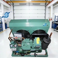 Unité de condensation à compresseur à piston semi-hermétique refroidi par air de 5 à 50 CV pour chambres froides de réfrigération, moteur, pompe et engrenage