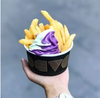 Biodegradable Custom logo French Fries Snack Paper Cups Bowl Lunch Food Box Round Paper Bowls For Fast Food Take Away