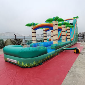 Tobogán acuático inflable gigante comercial para exteriores con temática tropical, castillo inflable húmedo. - Product Image 2