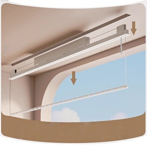 Extremely narrow no <b>light</b> true invisible one line embedded hidden lifting electric drying rack - Product Image 2