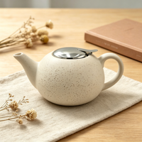 Théière en céramique 750 ml avec infuseur en acier inoxydable 304, théière en pierre mouchetée avec couvercle à rabat et filtre, ensemble cadeau pour le thé en vrac