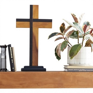 Escultura de Cruz de Madera Minimalista, Diseño Geométrico Abstracto, Decoración para el Hogar, Sala de Estar, Navidad, Estilo Art Deco - Product Image 2