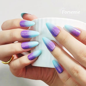 Forsense 24 pièces <span class=keywords><strong>bonne</strong></span> qualité doigt <span class=keywords><strong>faux</strong></span> <span class=keywords><strong>ongles</strong></span> prix de gros dégradé ombre courte presse sur les <span class=keywords><strong>ongles</strong></span> stiletto <span class=keywords><strong>faux</strong></span> <span class=keywords><strong>ongles</strong></span> amande - Product Image 2