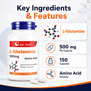 Suplemento de L-Glutamina de Alta Calidad Shecome 500mg para Adultos, Mejora la Inmunidad, Cápsulas de L-Glutamina - Product Image 3