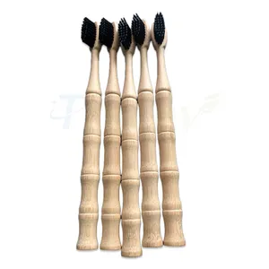 Free Sample Custom Wholesale Biodegradable Eco Friendly Black Soft Bamboo Tooth Brush Charcoal Bambo Bambu Bamboo Toothbrush