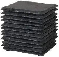 Manteles Individuales de pizarra de piedra negra Natural, posavasos con grabado láser