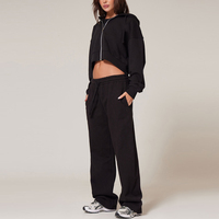 Vêtements personnalisés avec logo de marque Pantalon d'extérieur à fermeture par boutons latéraux Pantalon de survêtement classique à jambes larges pour femmes