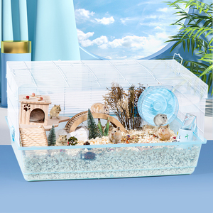 Cage de base pour hamster 80 cm, grande cage pour hamster, plateau inférieur surélevé, ensemble complet avec roue d'exercice, villa en métal extra-large. - Product Image 2