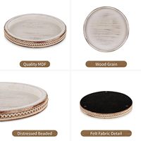 Décor de plateau rond de perles lavées blanches pour Table basse Plateaux en bois rustiques Pièce maîtresse de ferme pour comptoir de cuisine de salon
