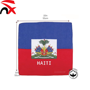 Sciarpa Quadrata alla Moda 55*55cm <span class=keywords><strong>in</strong></span> Cotone con Bandiera di Haiti, Foulard per Capelli per Uomo e Donna, Idea <span class=keywords><strong>Regalo</strong></span> - Product Image 4
