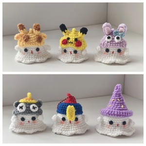 Meilleure vente transfrontalière : Adorable porte-clés fantôme en laine crocheté à la main pour couples, meilleurs amis, ou comme ornement de voiture - Product Image 2