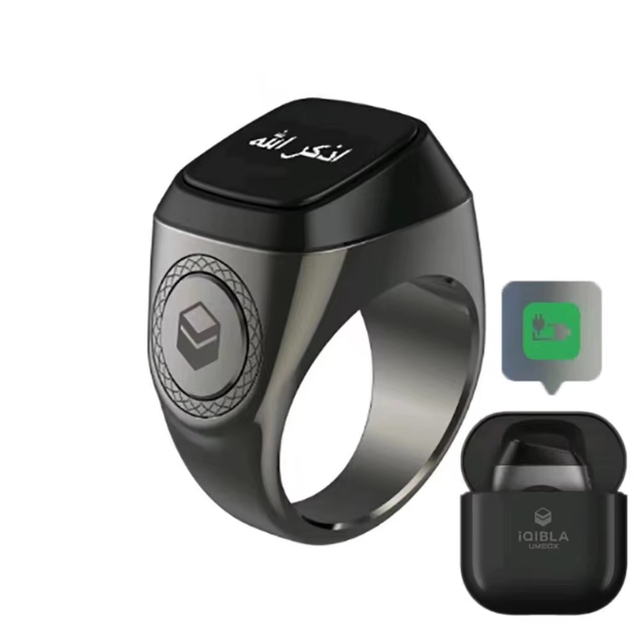 Bstwsh Zinc Alloy Tasbih Zikr Ring for Muslims M02 Tasbeeh Digital Smart Counter 5 Prayer Time Vibrate Reminder With Charge Box
