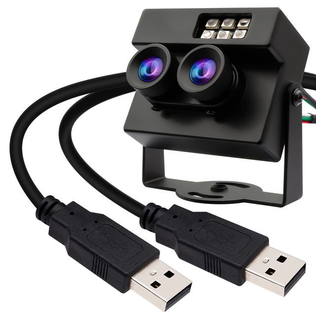 Non Distortion Dual Lens USB2.0 Camera HD 1080P OTG UVC Plug Play RGB B/W Output Infrared USB Webcam for Android Linux Windows