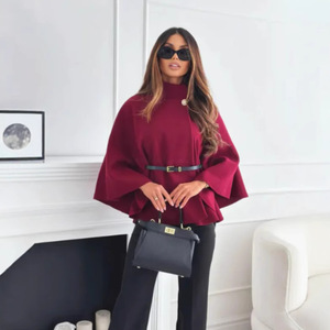 Mode d'hiver transfrontalière pour femmes européennes et américaines : Élégante et chic, couleur unie, taille cintrée, polyester, manches longues - Product Image 2