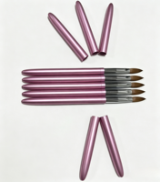 Pinceau à ongles en acrylique 100% pur Kolinsky Allemagne, usage professionnel de luxe, logo personnalisé sur le capuche, manche en métal rose