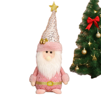 Poupée en peluche de Noël rétractable rose, Père Noël, Bonhomme de neige, Renne, Ornement de table de Noël tricoté