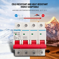 Disjoncteur miniature DZ47-63 4P triphasé C 16A 32A 63A 4kA 400V AC en plastique PA66 certifié CE, monté sur rail DIN, OEM, contacts argentés