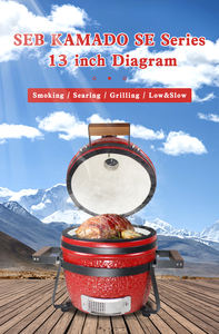 SEB KAMADO Barbecue de cuisine d'extérieur de 13 pouces Barbecue au charbon de bois en céramique Barbecue vert KAMADO Grill - Product Image 4