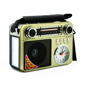 Yg-76US-BT Tourne-disque rétro portable multifonction en métal avec lampe torche solaire LED, <span class=keywords><strong>radio</strong></span> AM SW FM, haut-parleur sans fil BT, réveil - Product Image 2