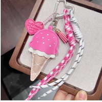 Gantungan Kunci Kulit PU Bentuk Es Krim Lucu Grosir, Liontin Tas Fashion, Hadiah 3.