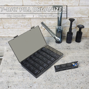 <b>Large</b> Capacity <b>Plastic</b> 7 Day Pill Organizer 28 Compartment Weekly Pill Case Box Travel Portable Pill <b>Container</b> - Product Image 2