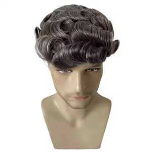 Postizo de Encaje Completo 1b50 para Hombre, Parche Capilar para Calvicie Masculina, Tupé Gris para Hombre, Cabello Humano 50% Gris - Product Image 2